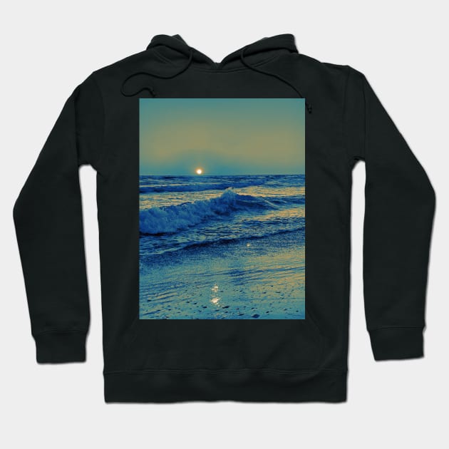 Photo of sunset on the ocean with waves and beach Hoodie by Sgrel-art